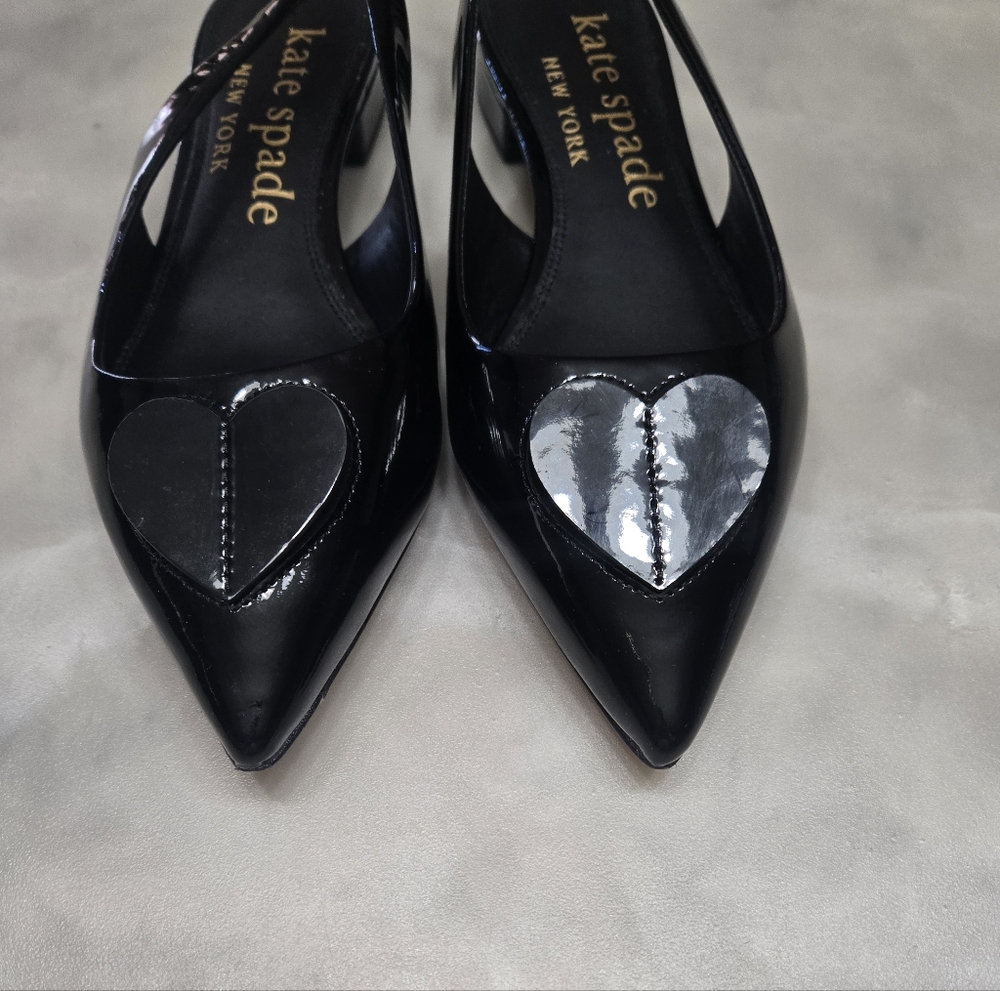 Kate Spade NY Lover Slingback Flat Black Patent Leather 1" Heels NWT Size 7.5B - Picture 4 of 10